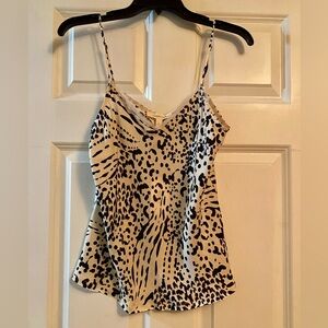 Grade & Gather Minka Ivory & Black Animal Print Tank Top, size Medium